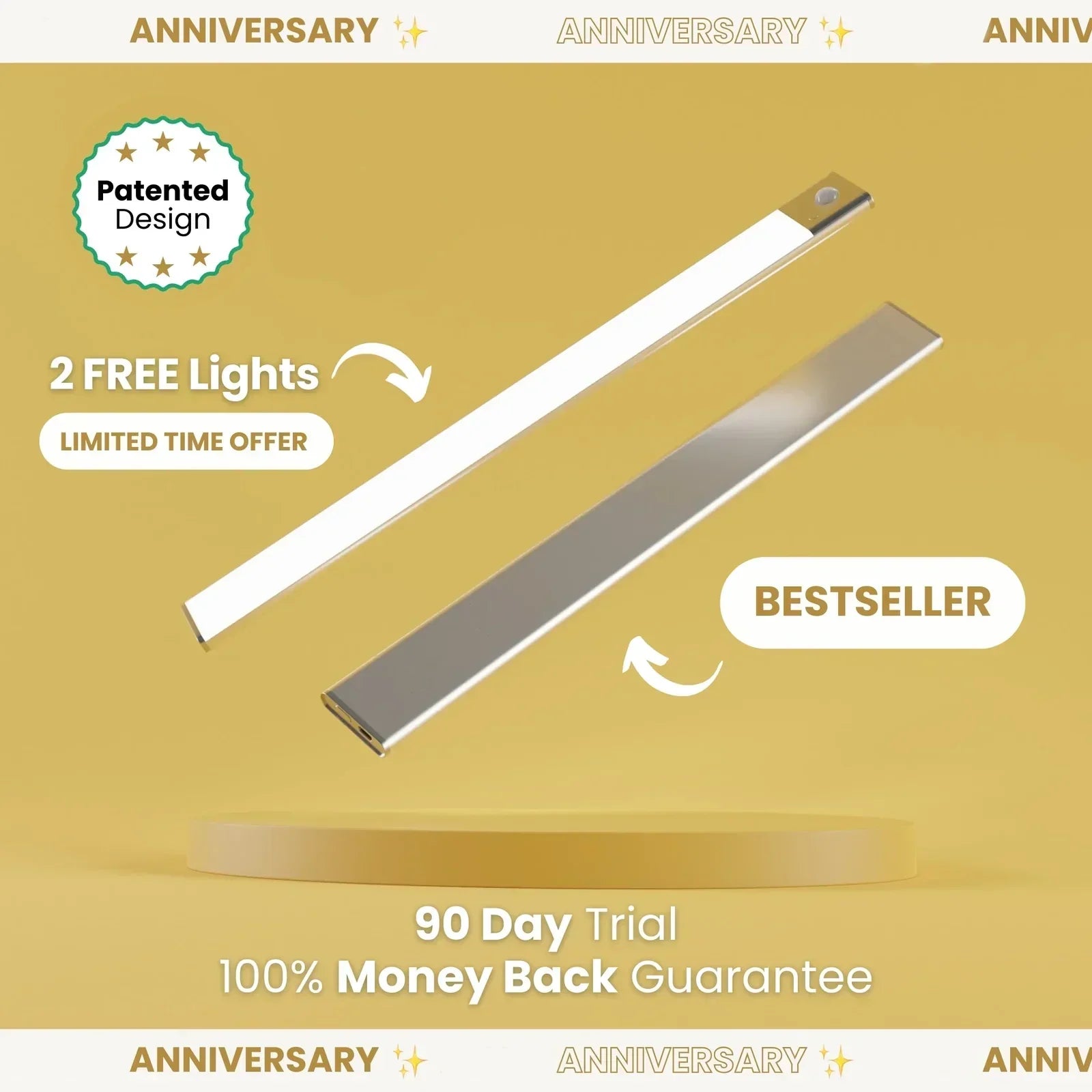 Homoyoyo LED Under-Cabinet Wall Lamp – USB Hand-Sweep Induction Strip Light With Smart Sensor For Kitchen, Closet & Garage