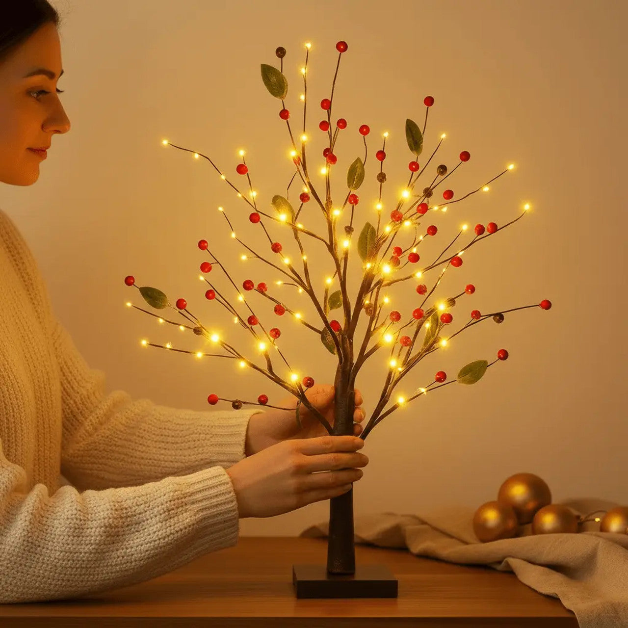 Twinkling Tree Red Berry Blossom by Casa Solaro™