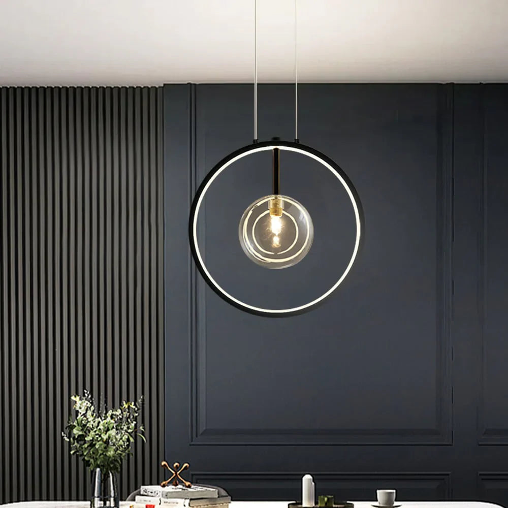 Elaris Minimalist Glass Ball Pendant Lamp Black
