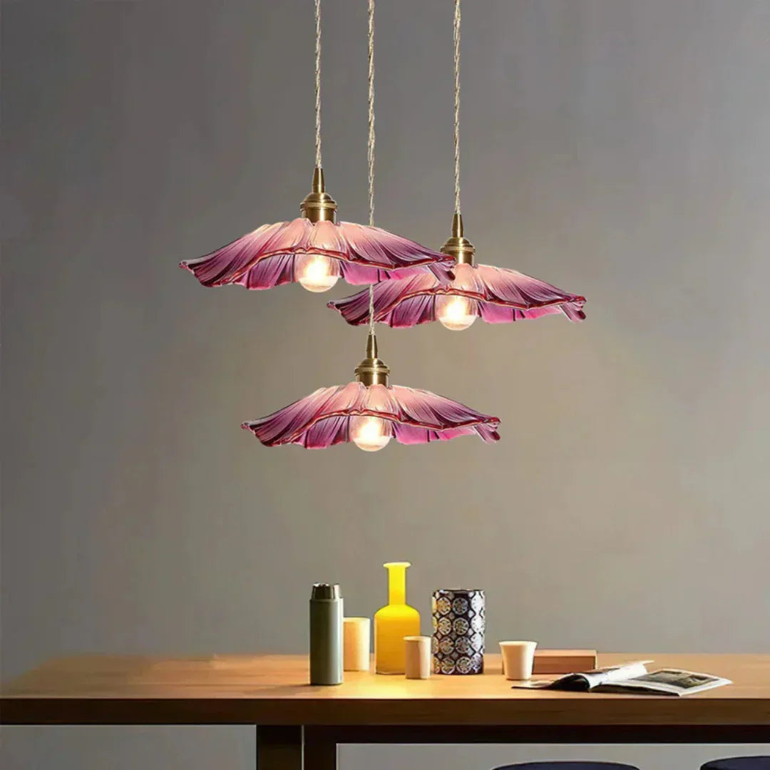 Myloq Retro Lotus Glass Pendant Lamp