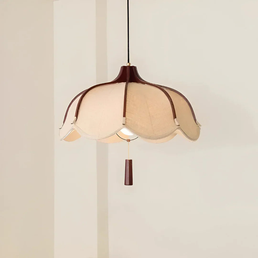 Xeno Modern Japanese Wabi Sabi Fabric Flower Shape Pendant Lamp