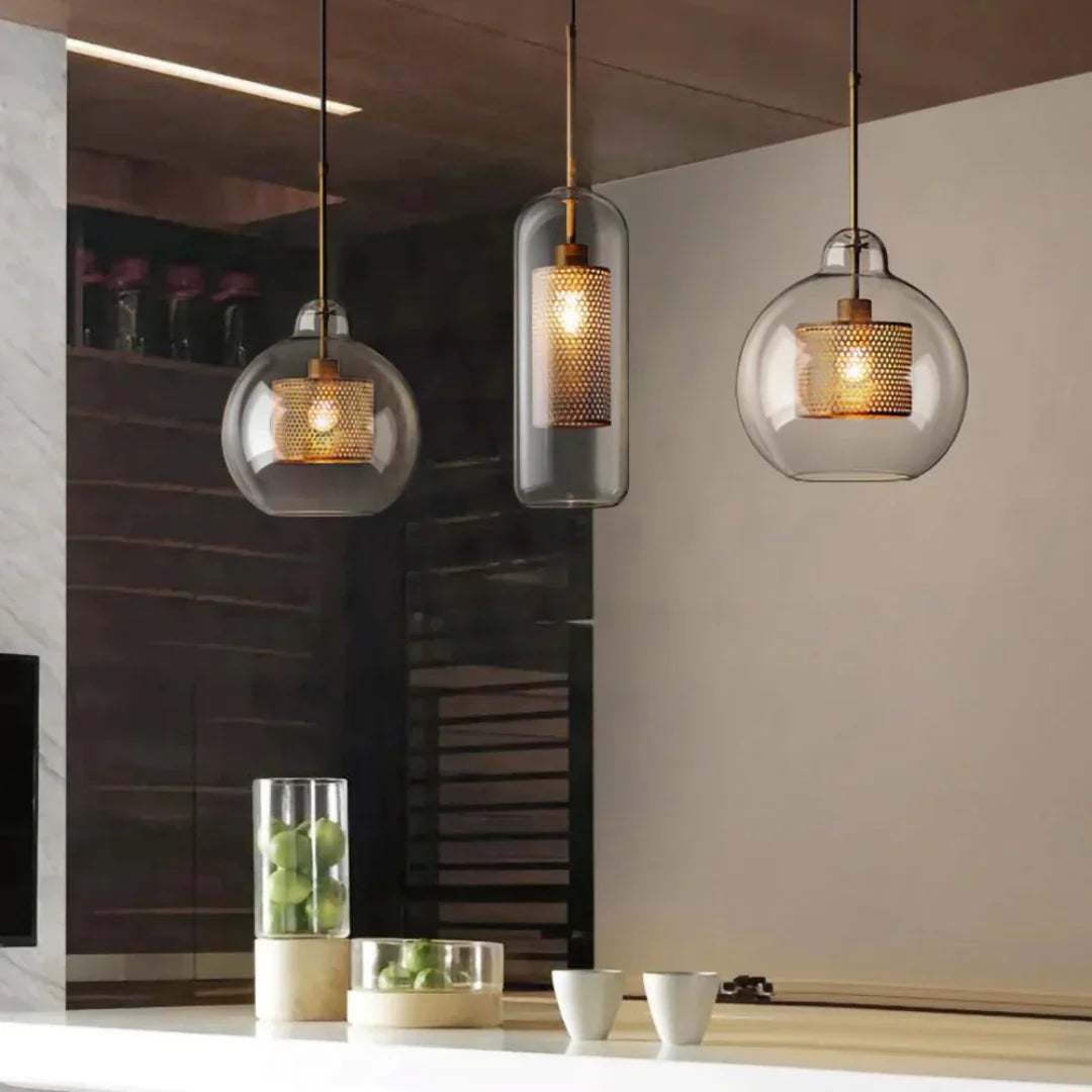 Haloir Design Hanging Lamp Dining Table Made of Glass