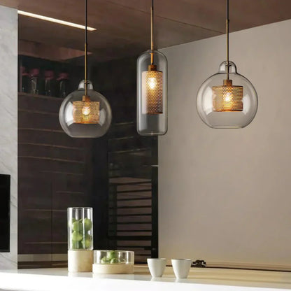 Haloir Design Hanging Lamp Dining Table Made of Glass