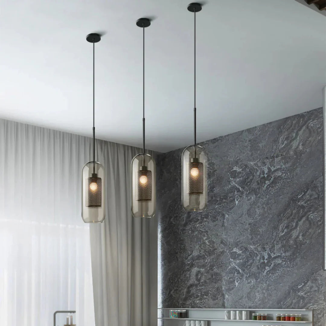Haloir Design Hanging Lamp Dining Table Made of Glass