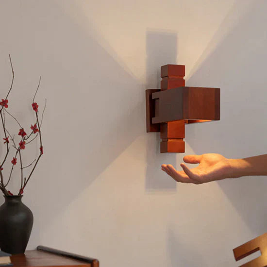 Oria Wall Lamp in Brick Red Wood