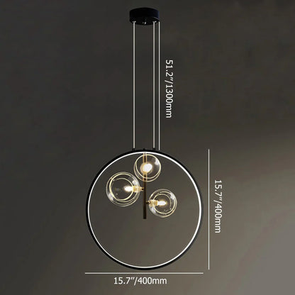 Elaris Minimalist Glass Ball Pendant Lamp Black