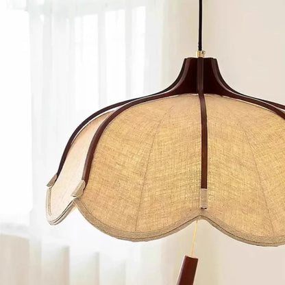 Xeno Modern Japanese Wabi Sabi Fabric Flower Shape Pendant Lamp