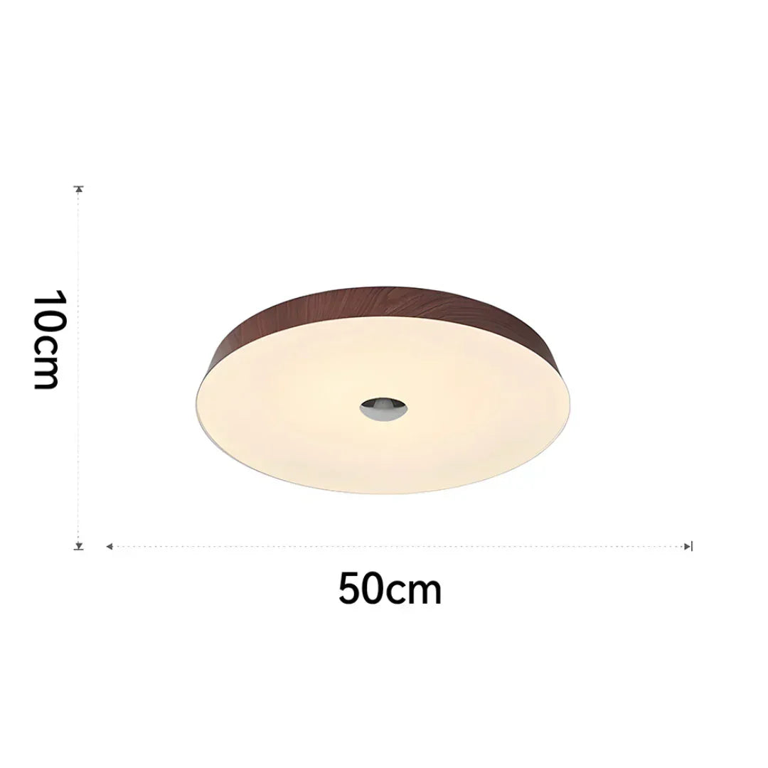 Evon Natural Wood Grain Round LED Ceiling Light