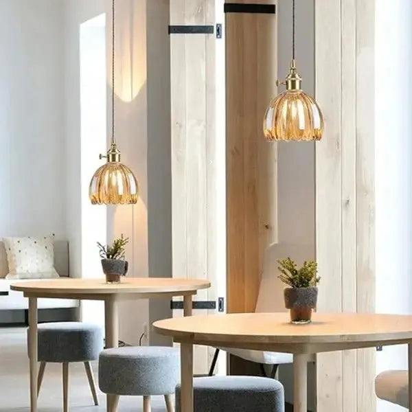 Thessa Elegant Glass Pendant Lamp in Flower Shape