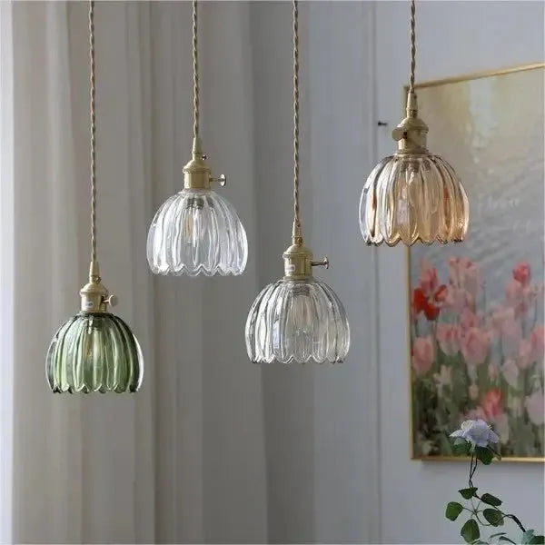 Thessa Elegant Glass Pendant Lamp in Flower Shape