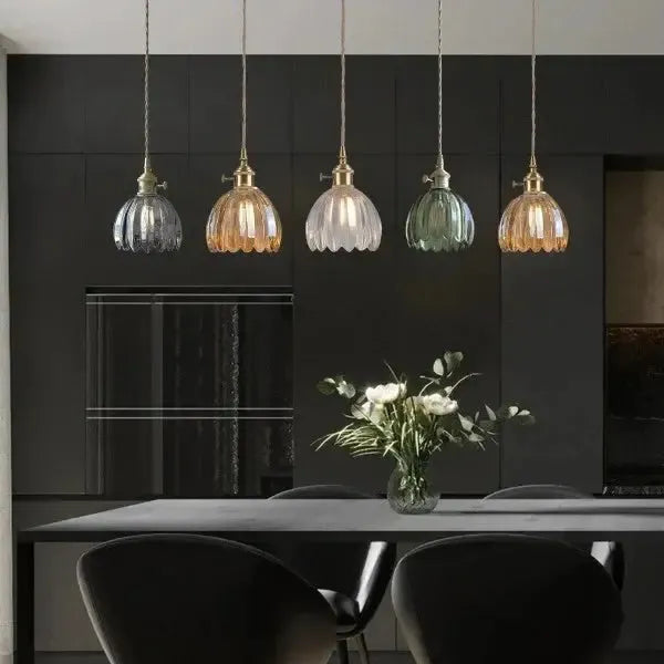 Thessa Elegant Glass Pendant Lamp in Flower Shape