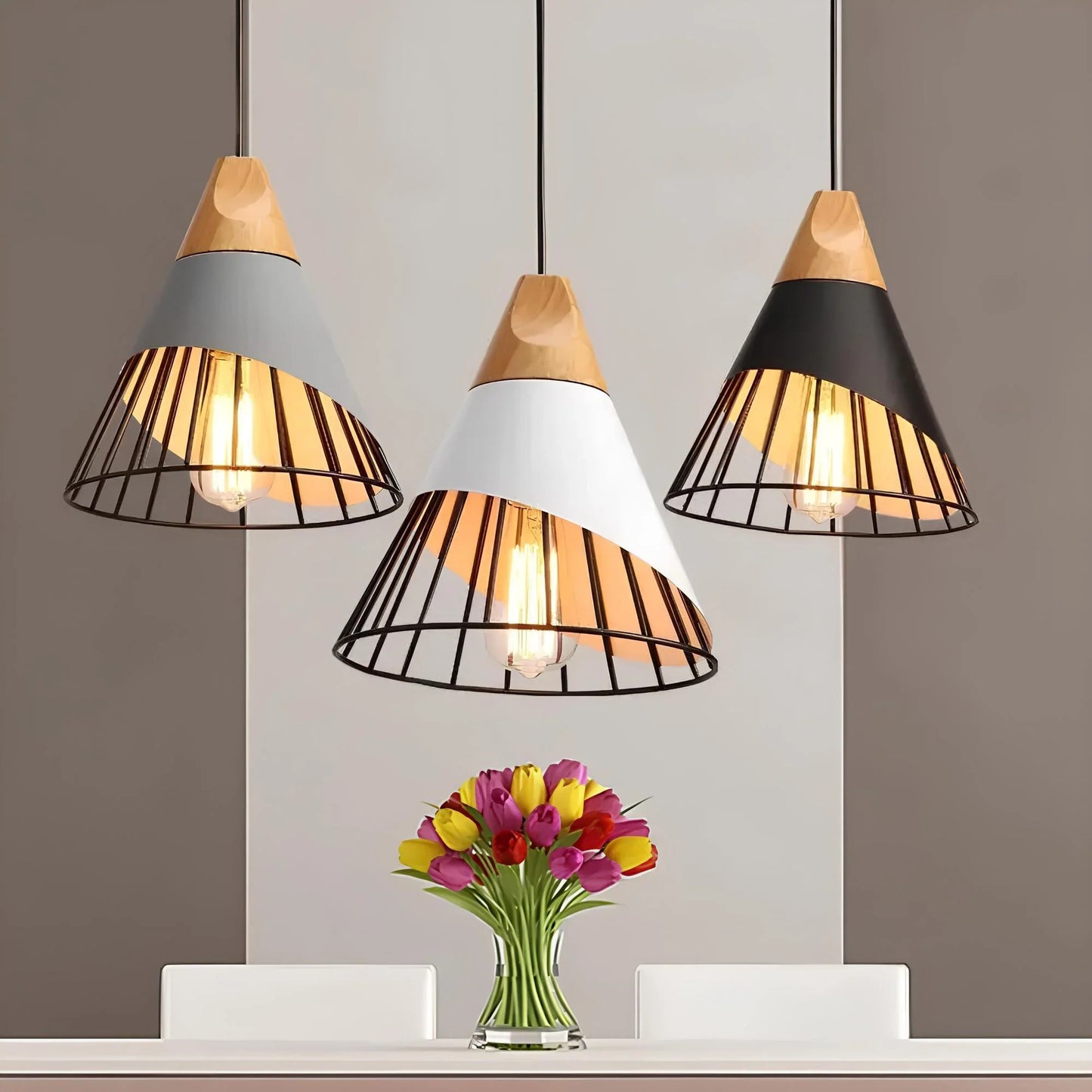 Callista Industrial Pendant Lamp with Open Cage Design