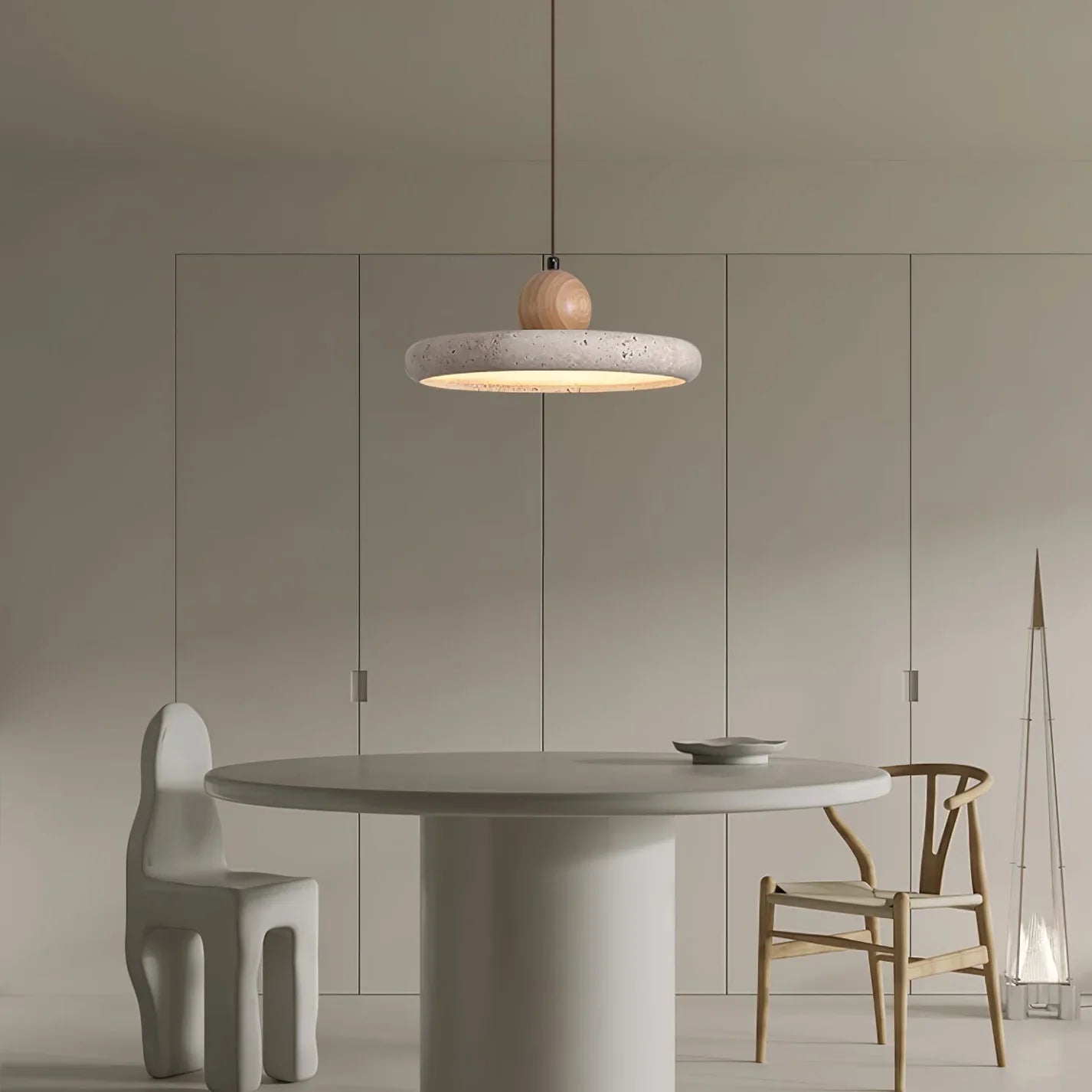 Arcana Travertine Wooden Pendant Lamp