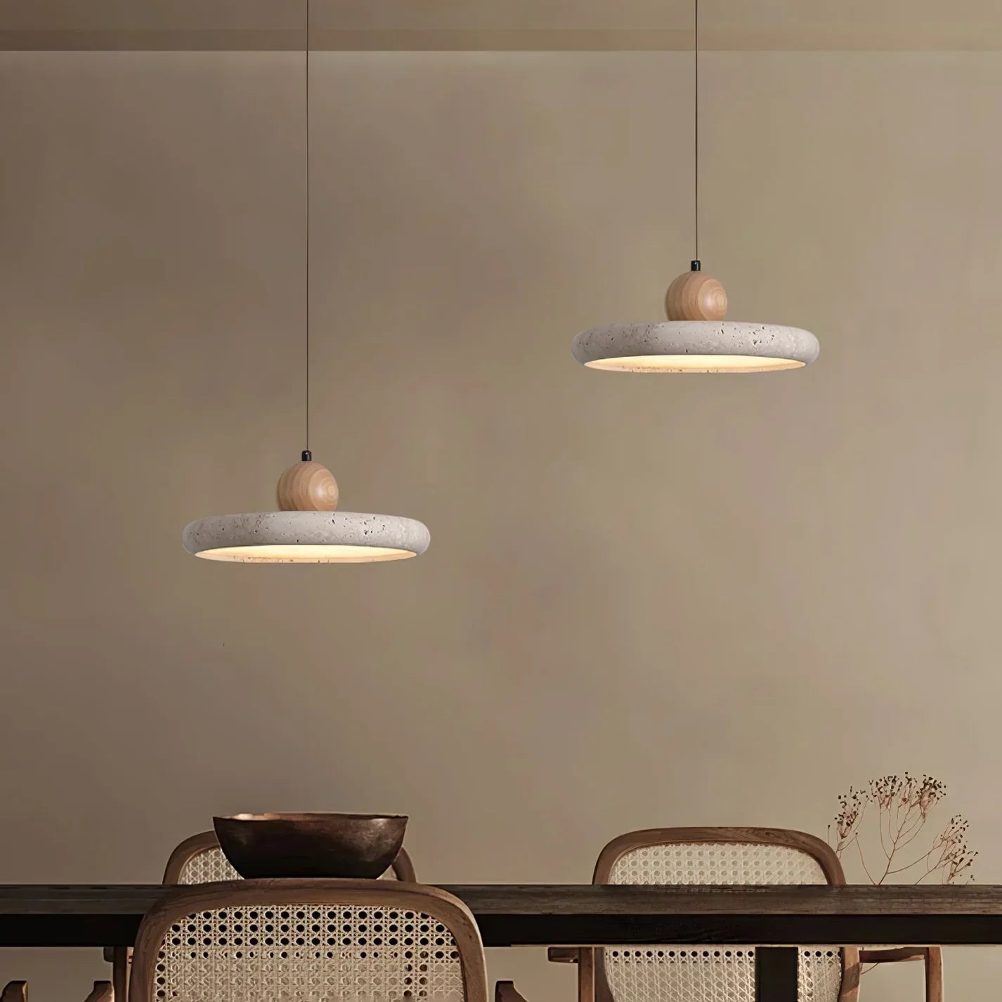 Arcana Travertine Wooden Pendant Lamp