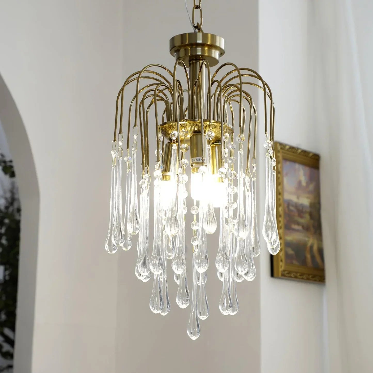 Phoena Crystal Glass Brass Chandelier