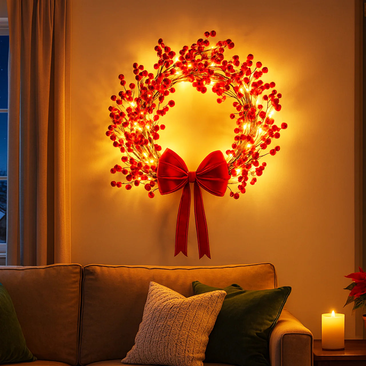 Twinkling Tree Berry Wreath by Casa Solaro™