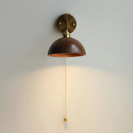 Aventia Scandinavian Walnut Wooden Wall Lamp