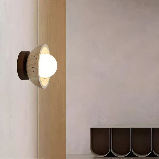 Orielle Boho Travertine Natural Stone LED Wall Lamp