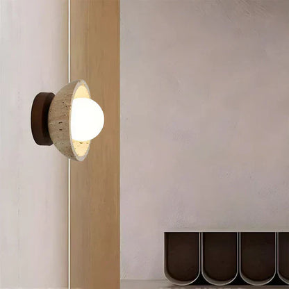 Orielle Boho Travertine Natural Stone LED Wall Lamp