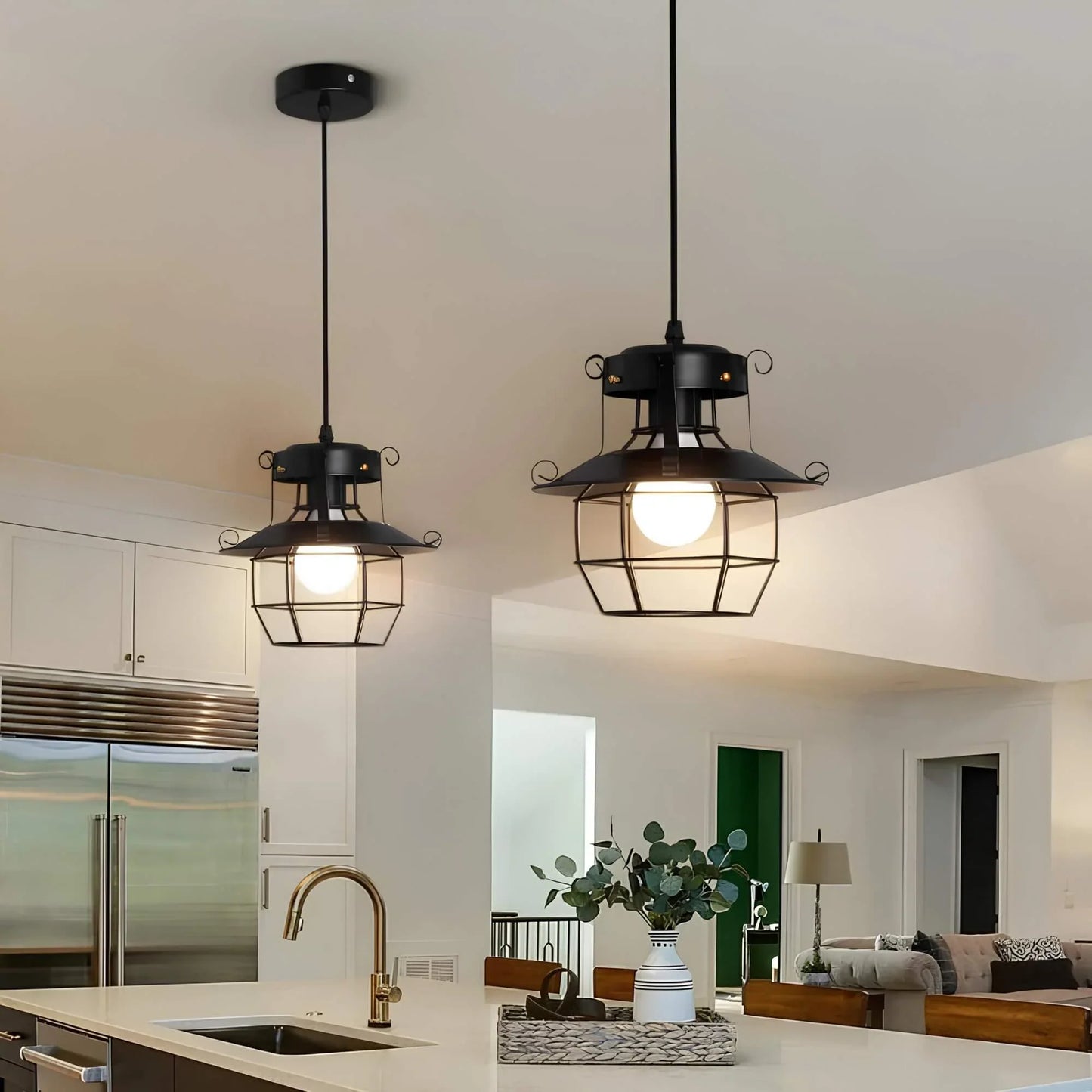 Athenaeum Industrial Metal Cage Pendant Lamp