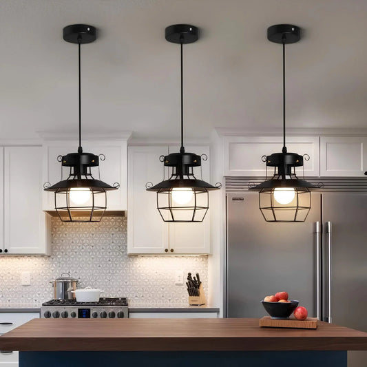 Athenaeum Industrial Metal Cage Pendant Lamp