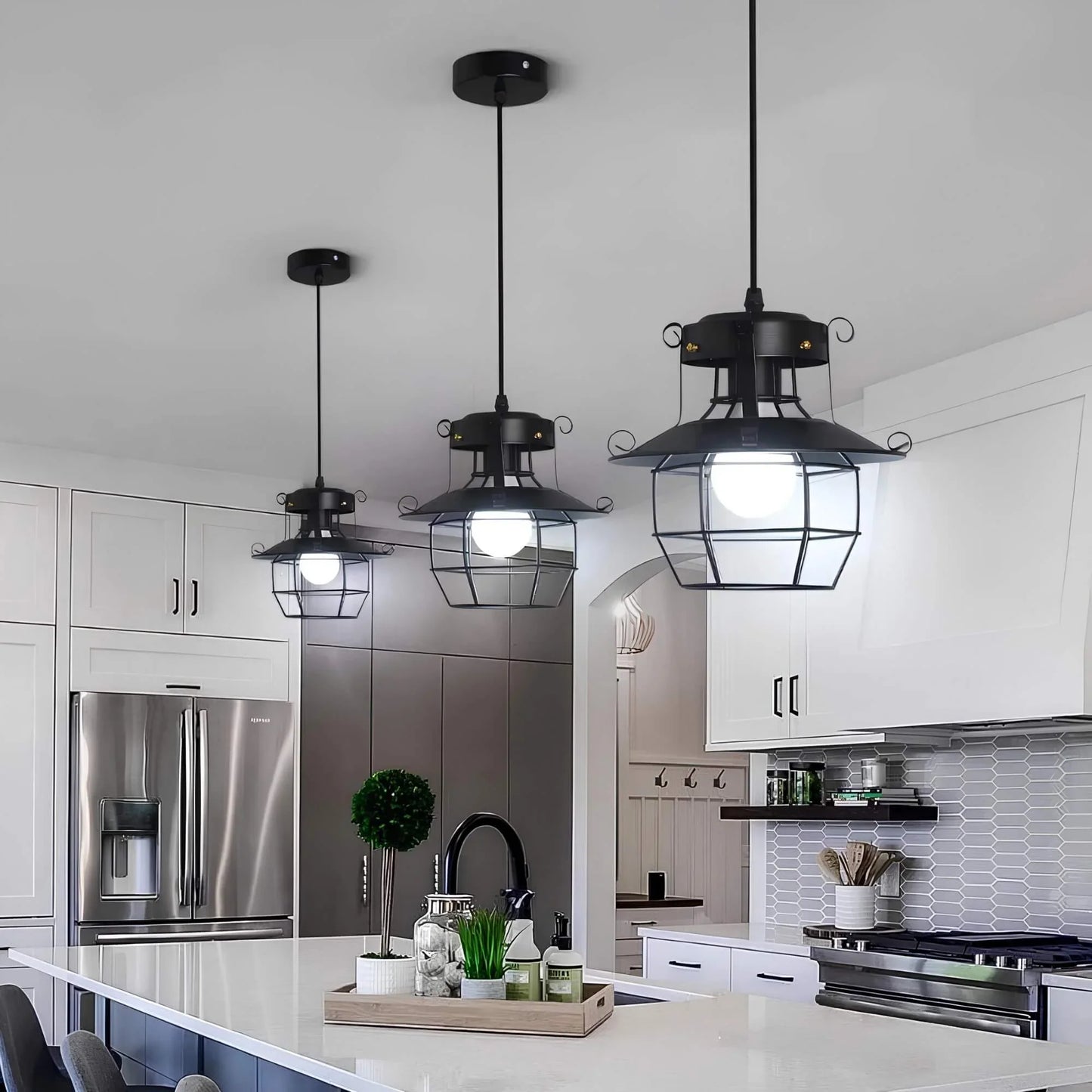 Athenaeum Industrial Metal Cage Pendant Lamp