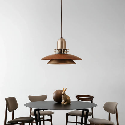 Cilessa Pendant Lamp with Layered Walnut Wood Design