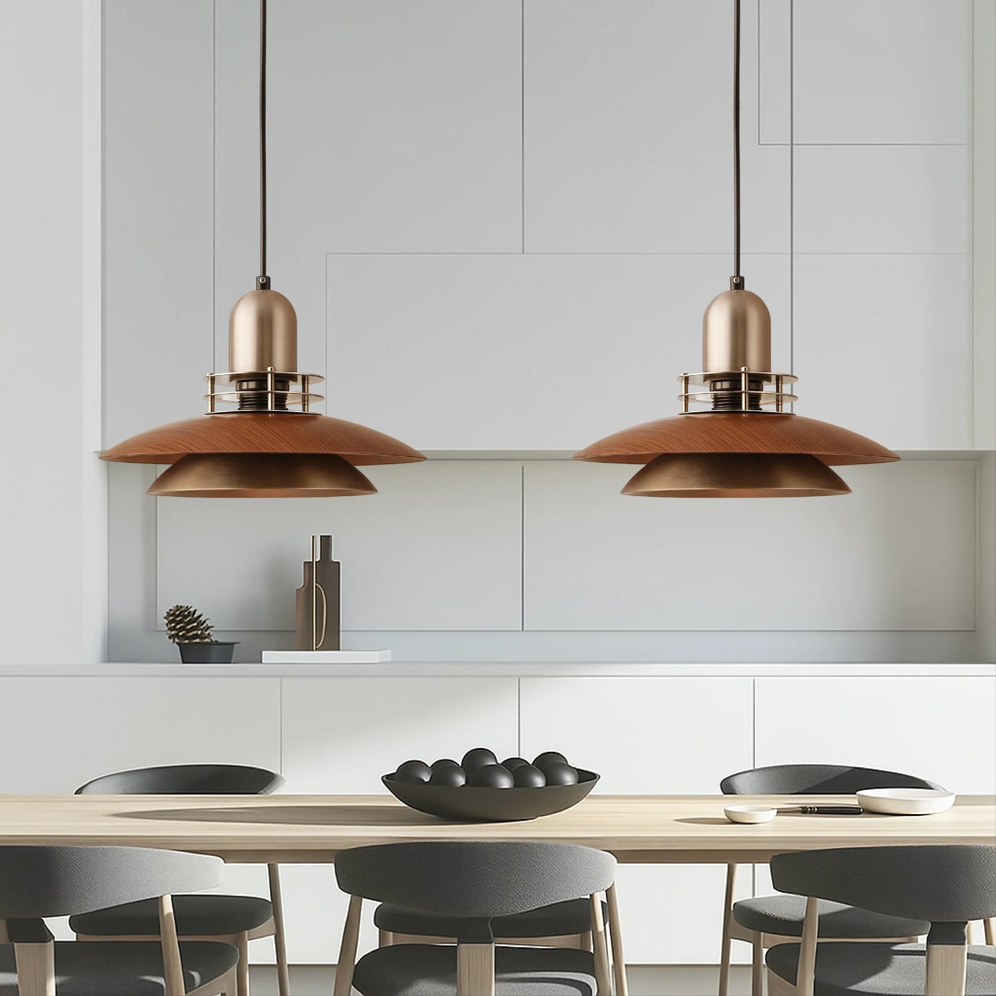 Cilessa Pendant Lamp with Layered Walnut Wood Design