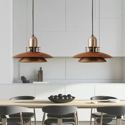 Cilessa Pendant Lamp with Layered Walnut Wood Design